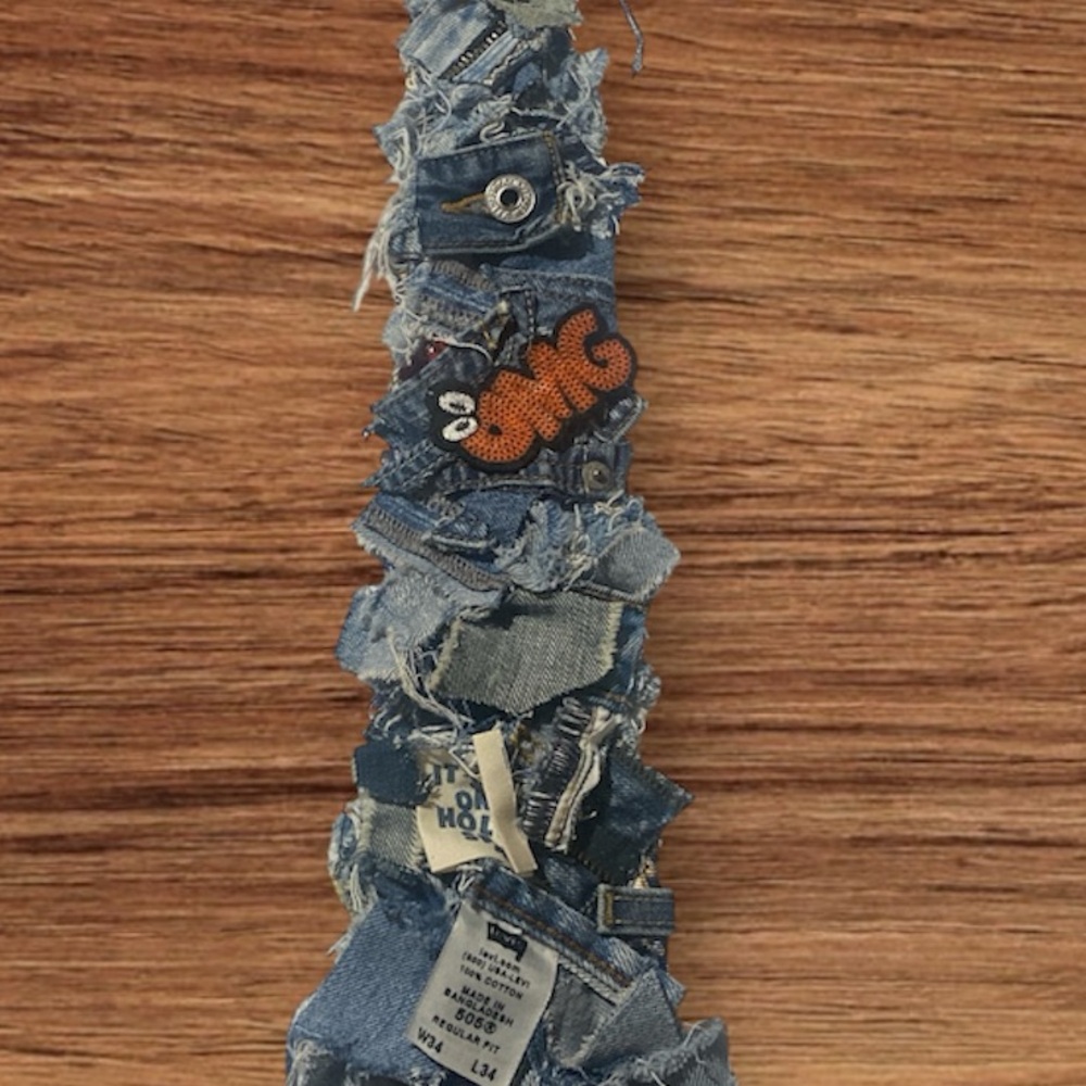 Unique Denim Tie with Patchwork Design